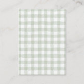 Sagegroene Gingham Golf Luier Raffle Ticket Informatiekaartje (Achterkant)