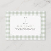 Sagegroene Gingham Golf Luier Raffle Ticket Informatiekaartje (Voorkant)