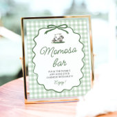 Sagegroene Gingham Golf Moederdag Bar Baby Shower Poster