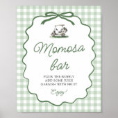 Sagegroene Gingham Golf Moederdag Bar Baby Shower Poster (Voorkant)