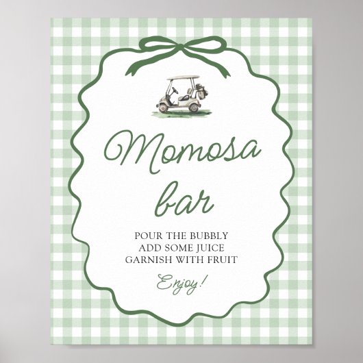 Sagegroene Gingham Golf Moederdag Bar Baby Shower Poster (Voorkant)