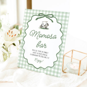 Sagegroene Gingham Golf Moederdag Bar Baby Shower Reclamebord Met Voetstuk