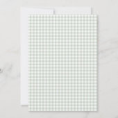 Sagegroene Gingham Hockey Eerste Jaar Teddybeer Kaart (Achterkant)