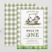 Sagegroene Gingham Hole in One Golf Jongen Verjaar Kaart (Voorkant / Achterkant)