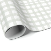 Sagegroene Gingham Kerst Inpakpapier (Rol Hoek)