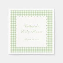 Sagegroene Gingham Klassieke Baby Shower Servet