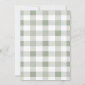 Sagegroene Gingham Lammetje Baby Shower Kaart (Achterkant)
