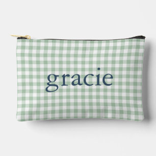 Sagegroene Gingham Monogram Etui