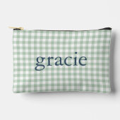 Sagegroene Gingham Monogram Etui (Voorkant)