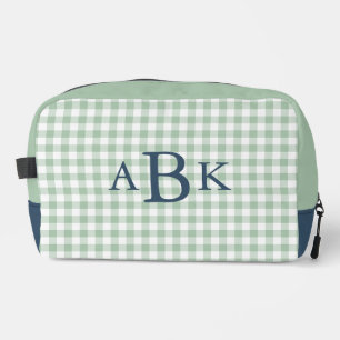 Sagegroene Gingham Monogram Toilettasje
