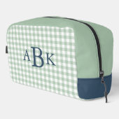 Sagegroene Gingham Monogram Toilettasje (Rechterhoek)