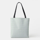 Sagegroene Gingham Monogram Tote Bag (Achterkant)