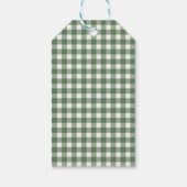 Sagegroene Gingham Plaid Foto Kerstmis Cadeaulabel (Achterkant)