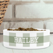 Sagegroene Gingham Plaid Gepersonaliseerde Hond