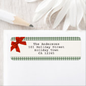 Sagegroene Gingham Plaid Kerstmis Etiket (Insitu)