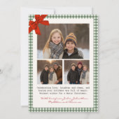 Sagegroene Gingham Plaid Multi Foto Kerstmis Feestdagenkaart (Achterkant)