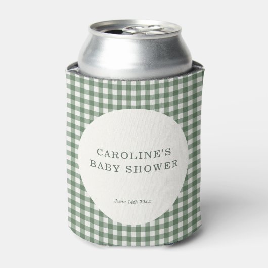 Sagegroene Gingham Schotse ruit aangepaste bruidsd Blikjeskoeler (Blikje Voorkant)