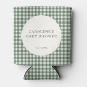 Sagegroene Gingham Schotse ruit aangepaste bruidsd Blikjeskoeler (Voorkant)