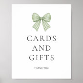 Sagegroene Gingham Strikkaarten Cadeaus Baby Showe Poster (Voorkant)