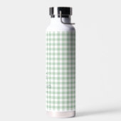Sagegroene Gingham Strikke Monogram Waterfles (Links)