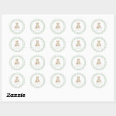 Sagegroene Gingham Teddybeer Baby Shower Ronde Sticker (Vel)