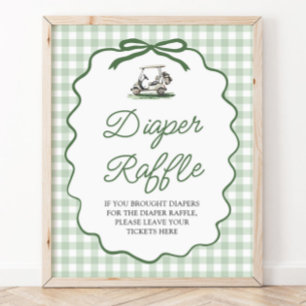 Sagegroene Golf Bow Baby Shower Luierspel Raadsels Poster