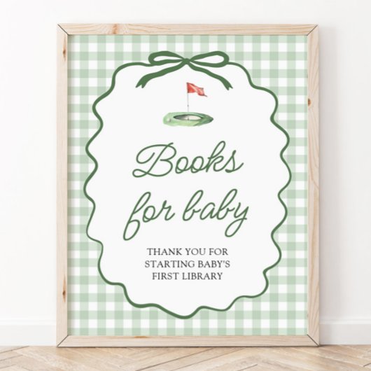 Sagegroene golfboog babyshowerboeken voor baby poster