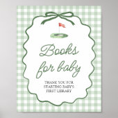 Sagegroene golfboog babyshowerboeken voor baby poster (Voorkant)