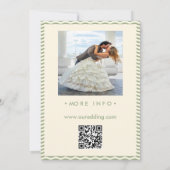 Sagegroene golvende streep QR-code foto bruiloft Kaart (Achterkant)