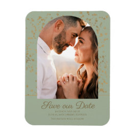 Sagegroene gouden glitters arch koepel foto bruilo magneet