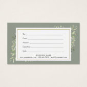 Sagegroene gouden groenbladeren zakelijk cadeaubew visitekaartje (Achterkant)