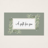 Sagegroene gouden groenbladeren zakelijk cadeaubew visitekaartje (Voorkant)