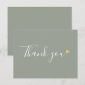 Sagegroene gouden hart script zakelijke bedankkaar briefkaart (Voorkant / Achterkant)