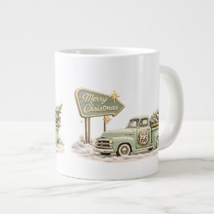 Sagegroene gouden Route 66 Kerstkoffie Grote Koffiekop
