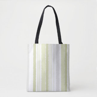 Sagegroene grijze aquarel gestreepte boodschappent tote bag