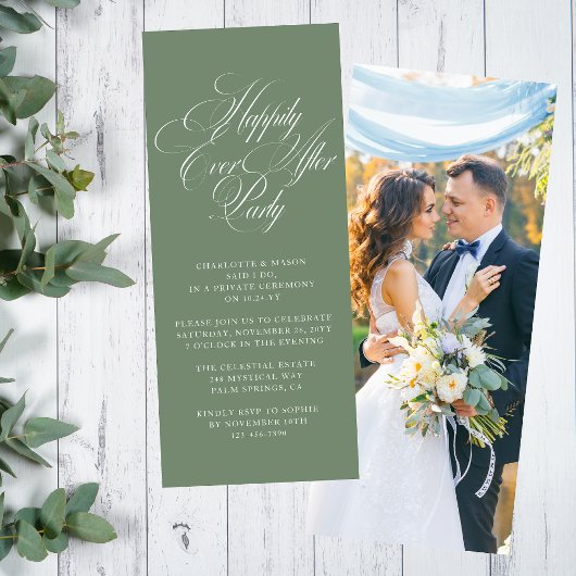Sagegroene Happily Ever After Receptie Kaart