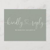 Sagegroene Hart Script Liedverzoek RSVP Uitnodiging Briefkaart (Voorkant)