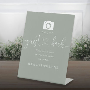 Sagegroene Hart Scriptie Foto Gastboek Reclamebord Met Voetstuk