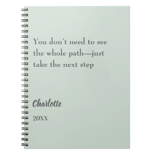 Sagegroene inspirerende doelquote notitieboek (Voorkant)