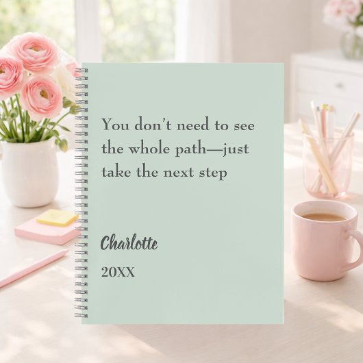 Sagegroene inspirerende doelquote notitieboek