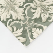 Sagegroene & ivoorkleurige damast fleece deken (Hoek)