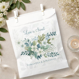 Sagegroene ivoorkleurige eucalyptus bruiloft Love Bedankzakje