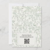 Sagegroene Ivoren Franse QR Code Bruidsfeest Kaart (Achterkant)