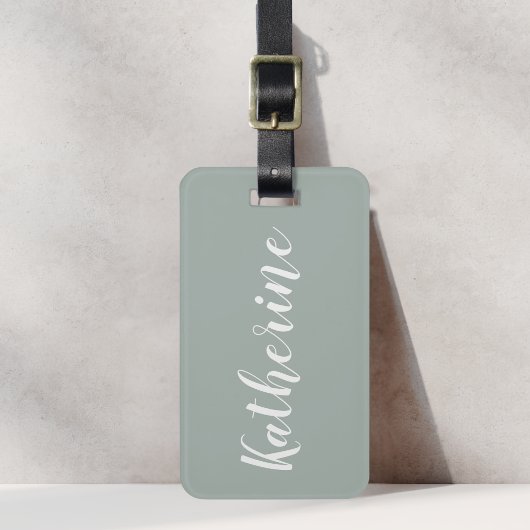 Sagegroene kalligrafie naam bagagelabel