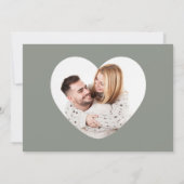 Sagegroene kalligrafie QR-code foto bruiloft Save The Date (Achterkant)