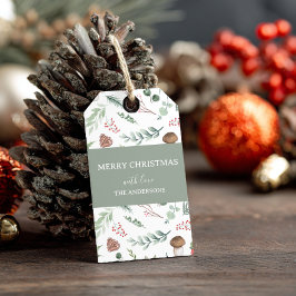 Sagegroene kerstcadeautag cadeaulabel