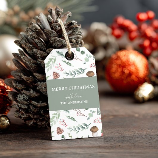 Sagegroene kerstcadeautag cadeaulabel