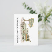 Sagegroene kerstgroet met pick-up briefkaart (Staand voorkant)