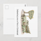 Sagegroene kerstgroet met pick-up briefkaart (Voorkant / Achterkant)