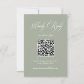 Sagegroene Klassieke Elegante Trouw-QR-code RSVP Kaartje (Voorkant)